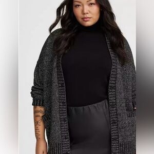 torrid Charcoal Open-Front Ribbed Cardigan